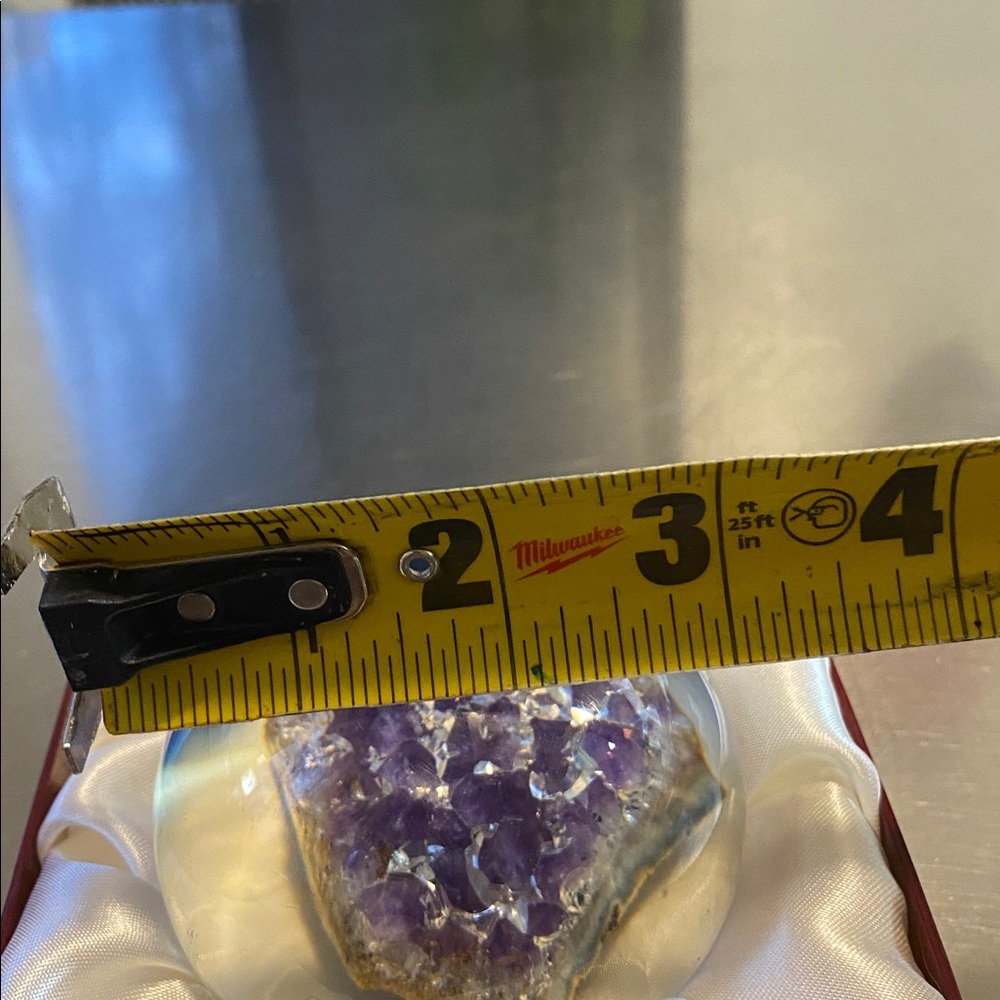 Lorenzo Glass Paper Weight containing a natural amethyst crystal cluster inside - Picture 12 of 12